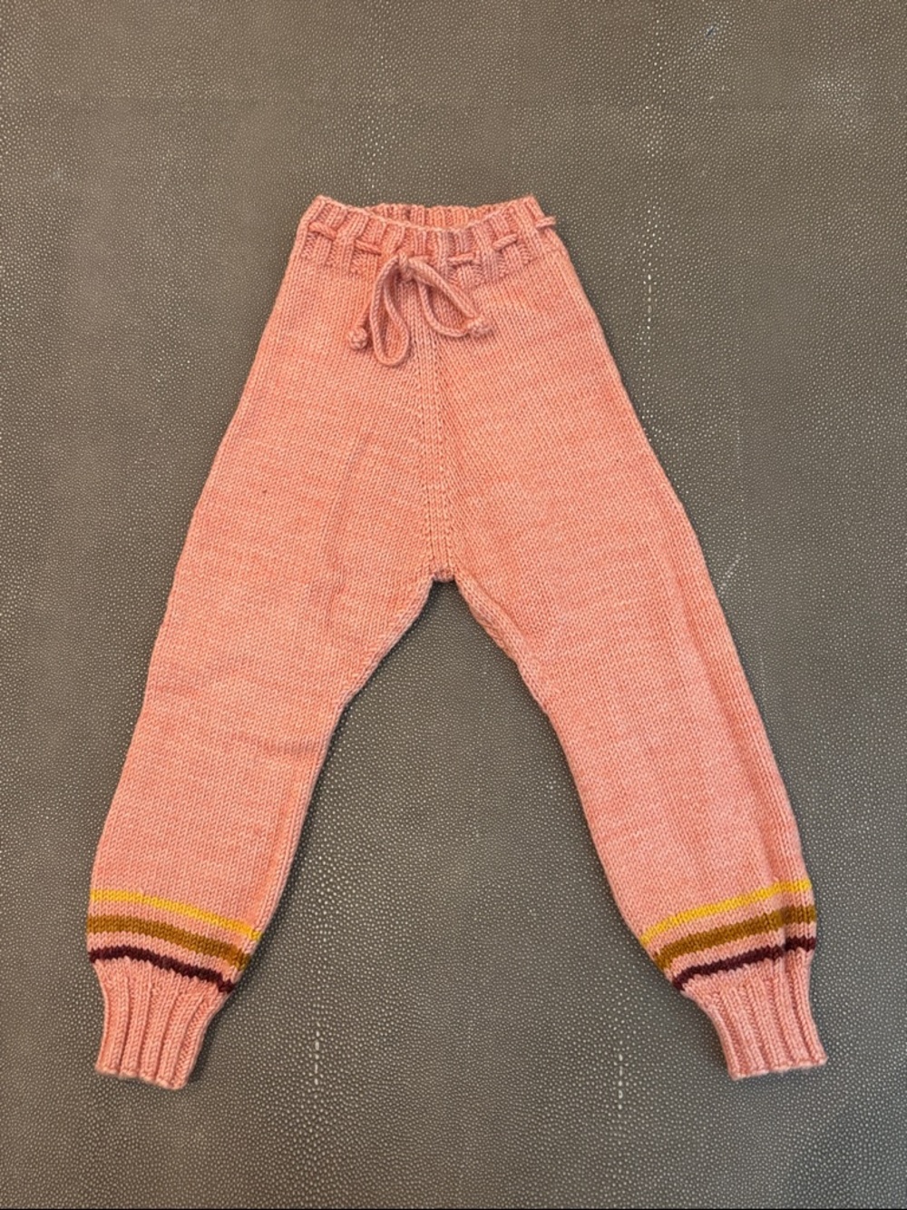 Misha And Puff Grapefruit Snowy Day Leggings with Yellow and Brown Stripe Cuffs